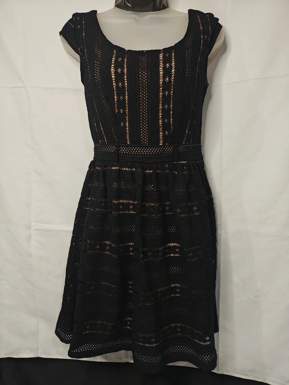 Jodi Kristopher Black Lace Overlay Mini Dress - Picture 1 of 6
